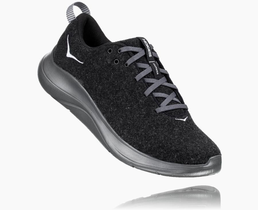 Hoka One One Hardloopschoenen Heren - Hupana Flow Wool - Zwart - OD5873921